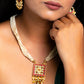 White Pearl Takkar Medium Length Necklace Set - VNN007