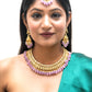Purple Beaded Jadau Necklace Set - VNN012