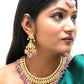 Purple Beaded Jadau Necklace Set - VNN012