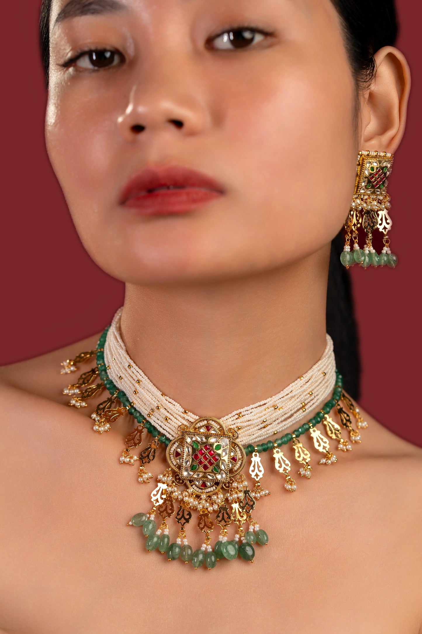 Pearl Multi Jadau Choker Set - VNN060