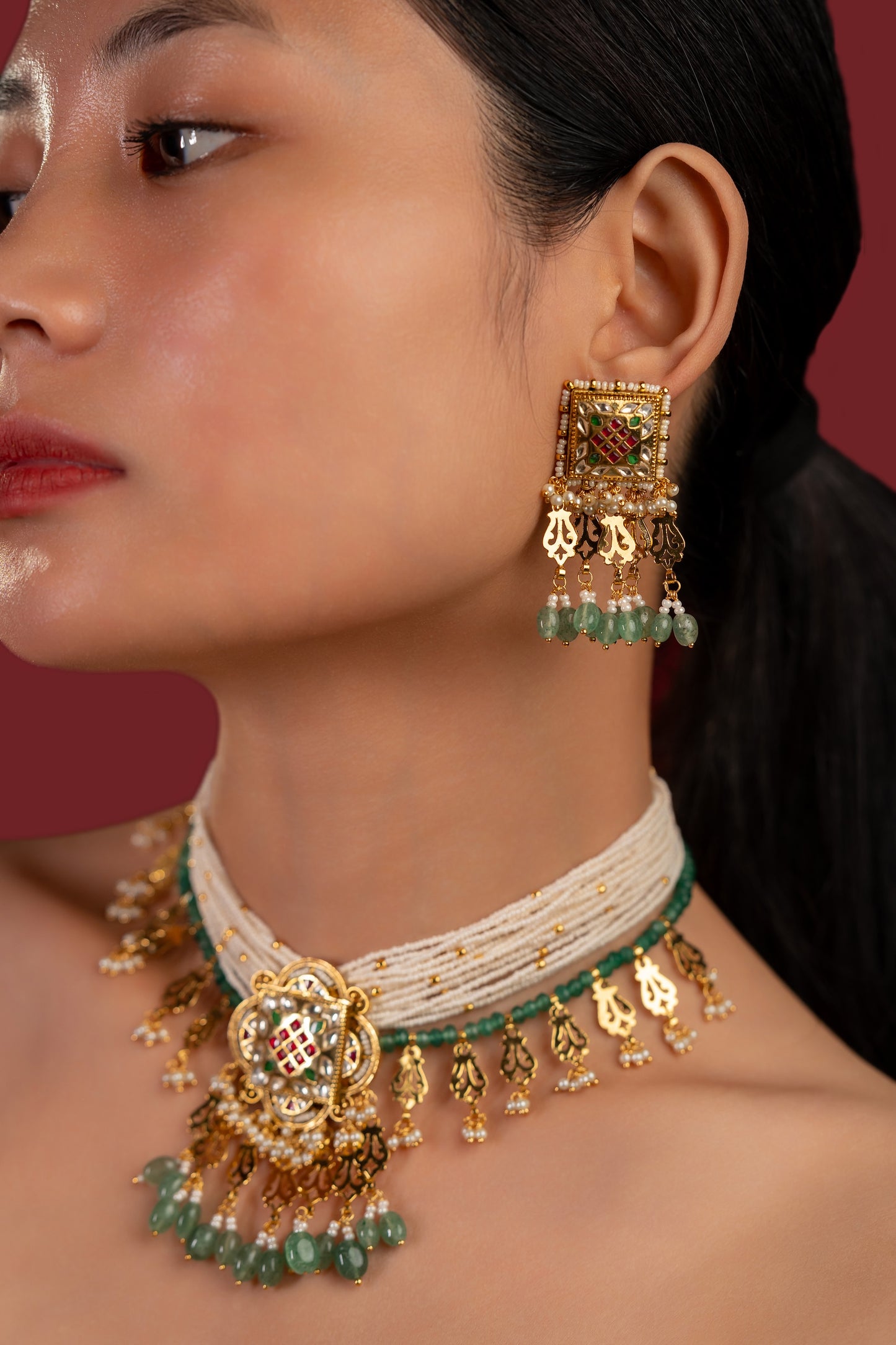 Pearl Multi Jadau Choker Set - VNN060