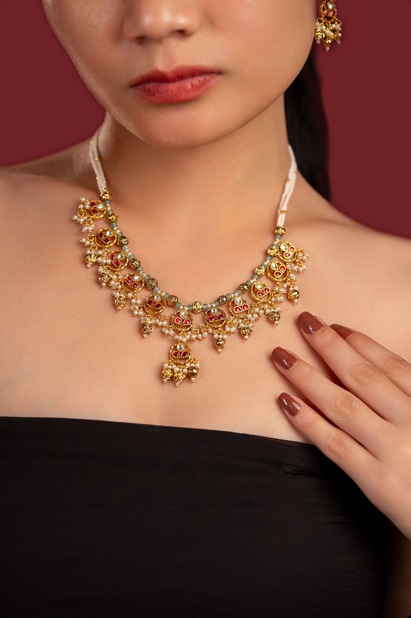 Multi Jadau Necklace Set - VNN071