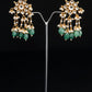 White Jadau Green Beads Necklace Set VNN079