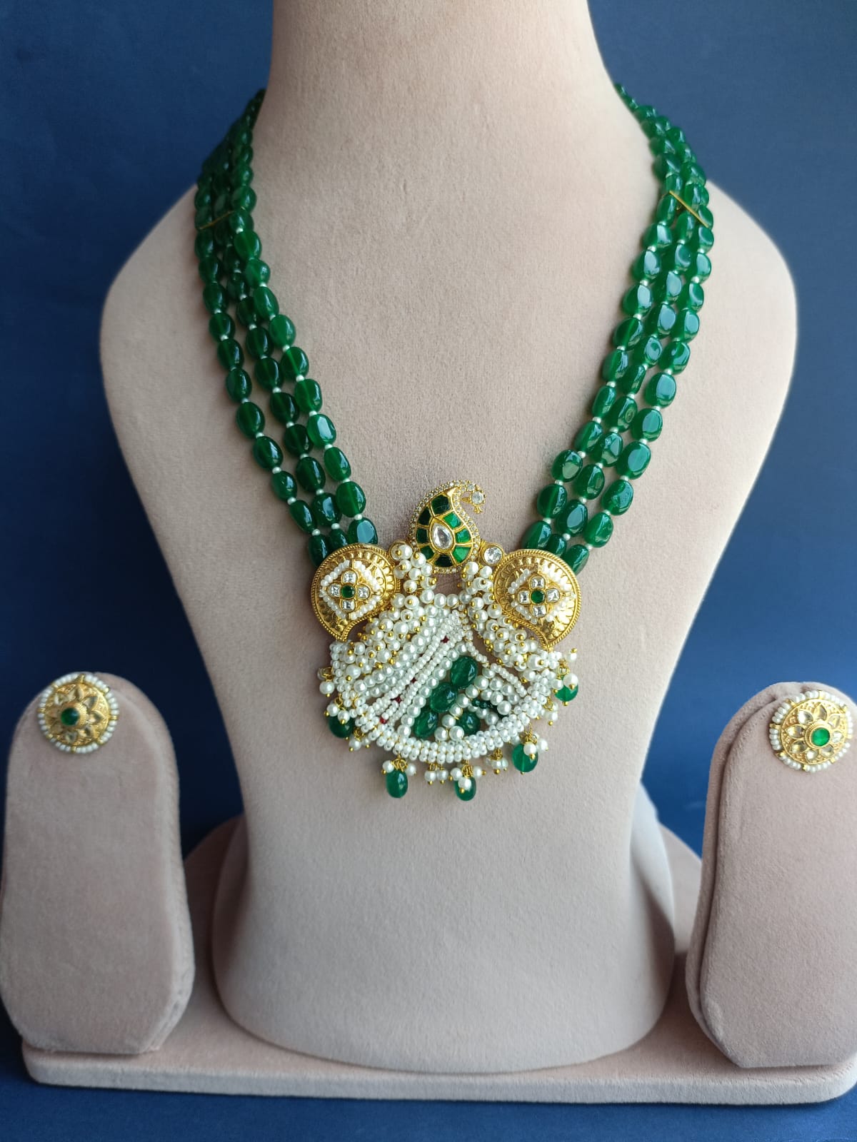 Green Pearl  Mala Pendant Set VNN121