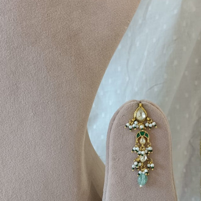 Jalar Green Chand Necklace Set- VNN123