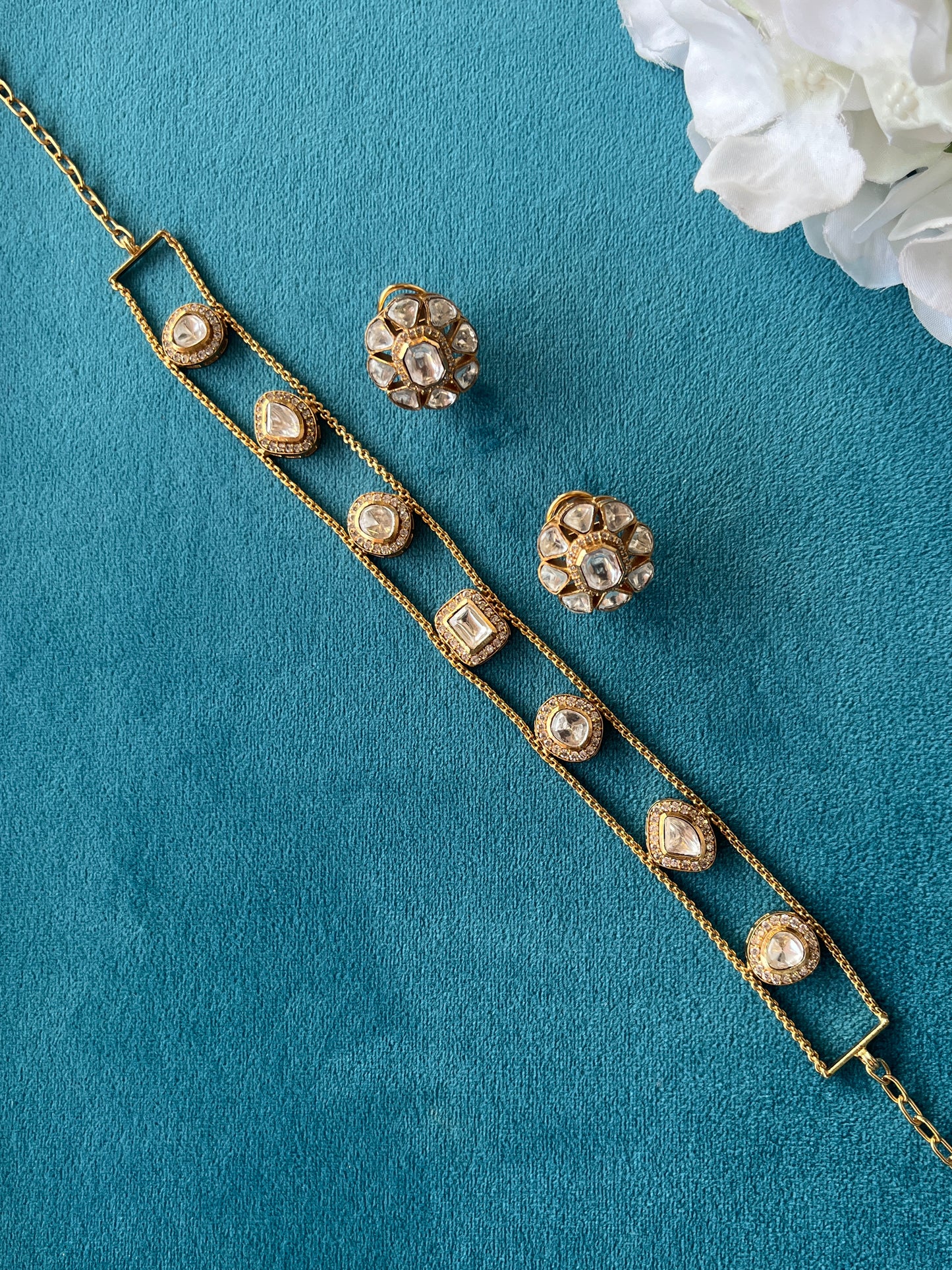 Gold Chain Polki Chokar set VNN167