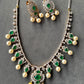 Green Stone Real Pearl Necklace Set -VNN198
