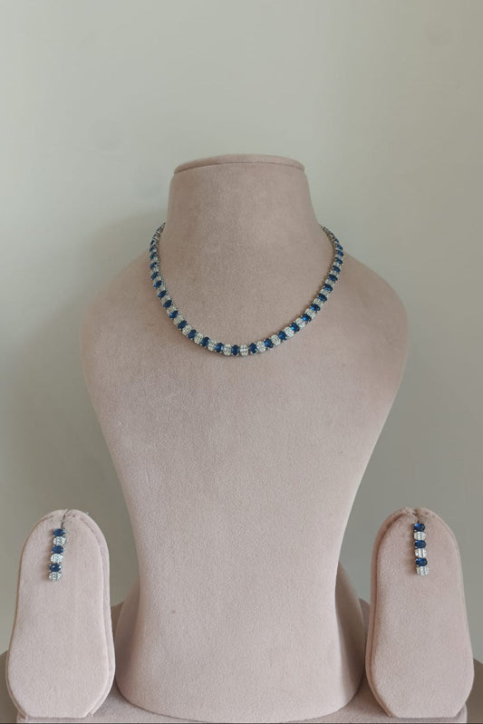 Blue Diamond Necklace Set- VNN200