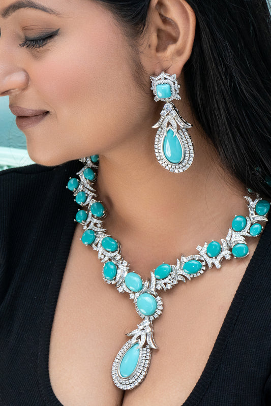 Firoza Diamond Necklace Set -VNN206
