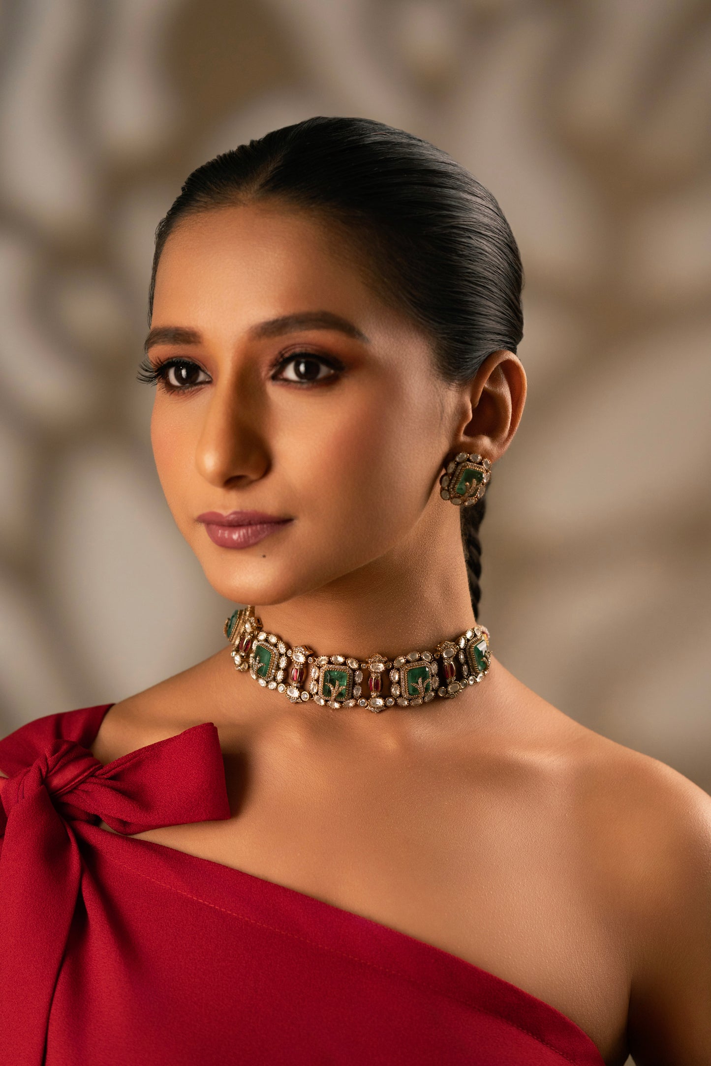 Green Moissanite Necklace Set- VNN241