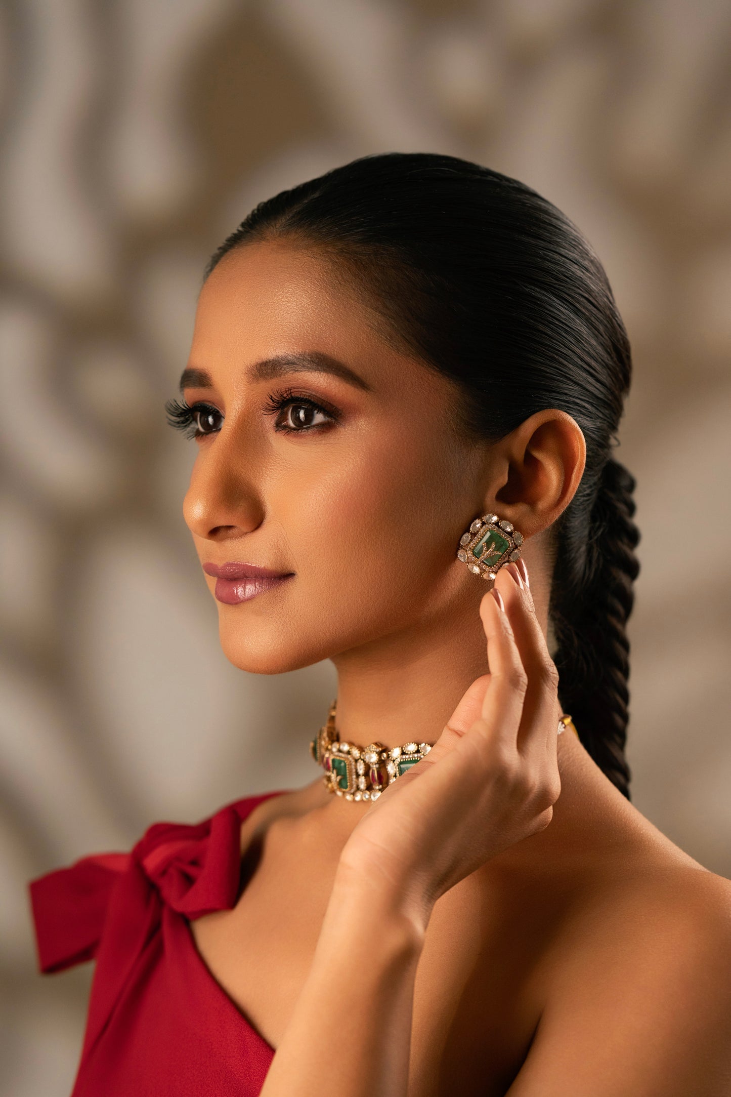 Green Moissanite Necklace Set- VNN241