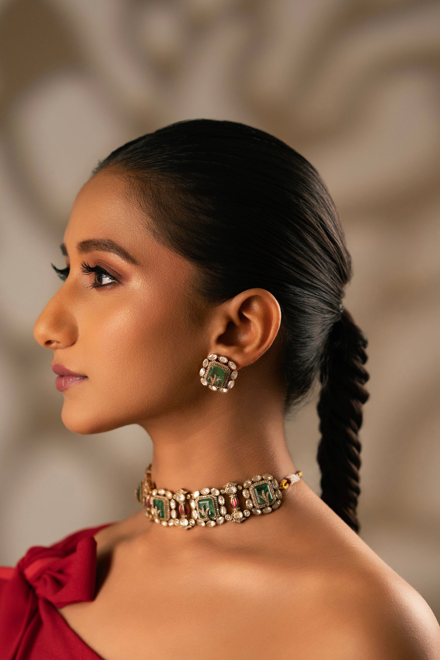 Green Moissanite Necklace Set- VNN241