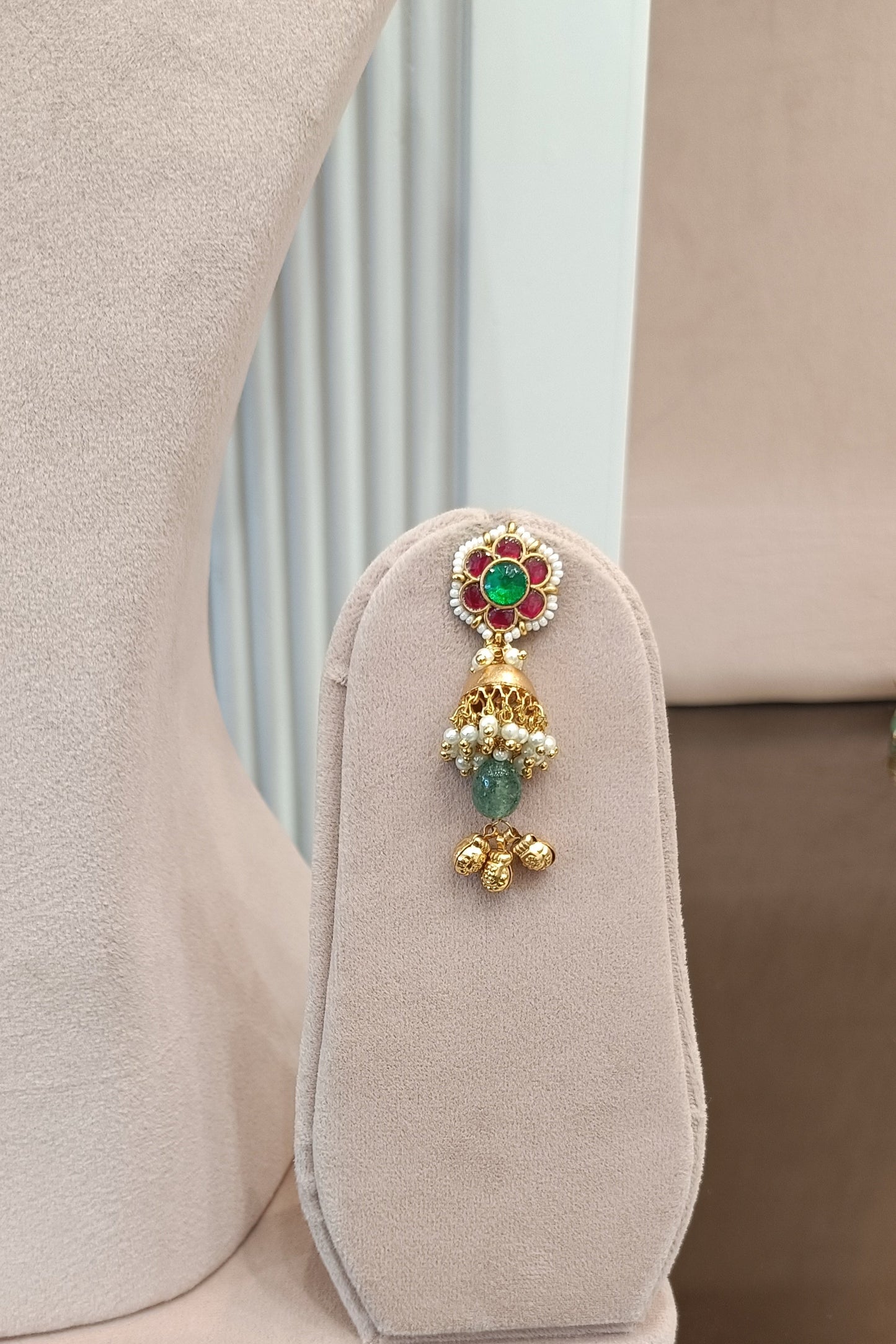 Green & Red Stone Jadtar Long Set VNN296