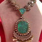 Mint Green Big Carving Neacklace Set VNN285