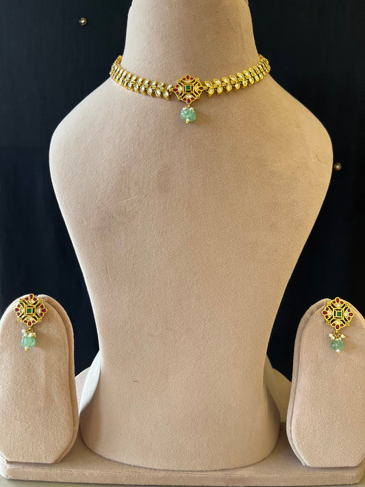 Multi Colour Hanging Necklace Set VNN291