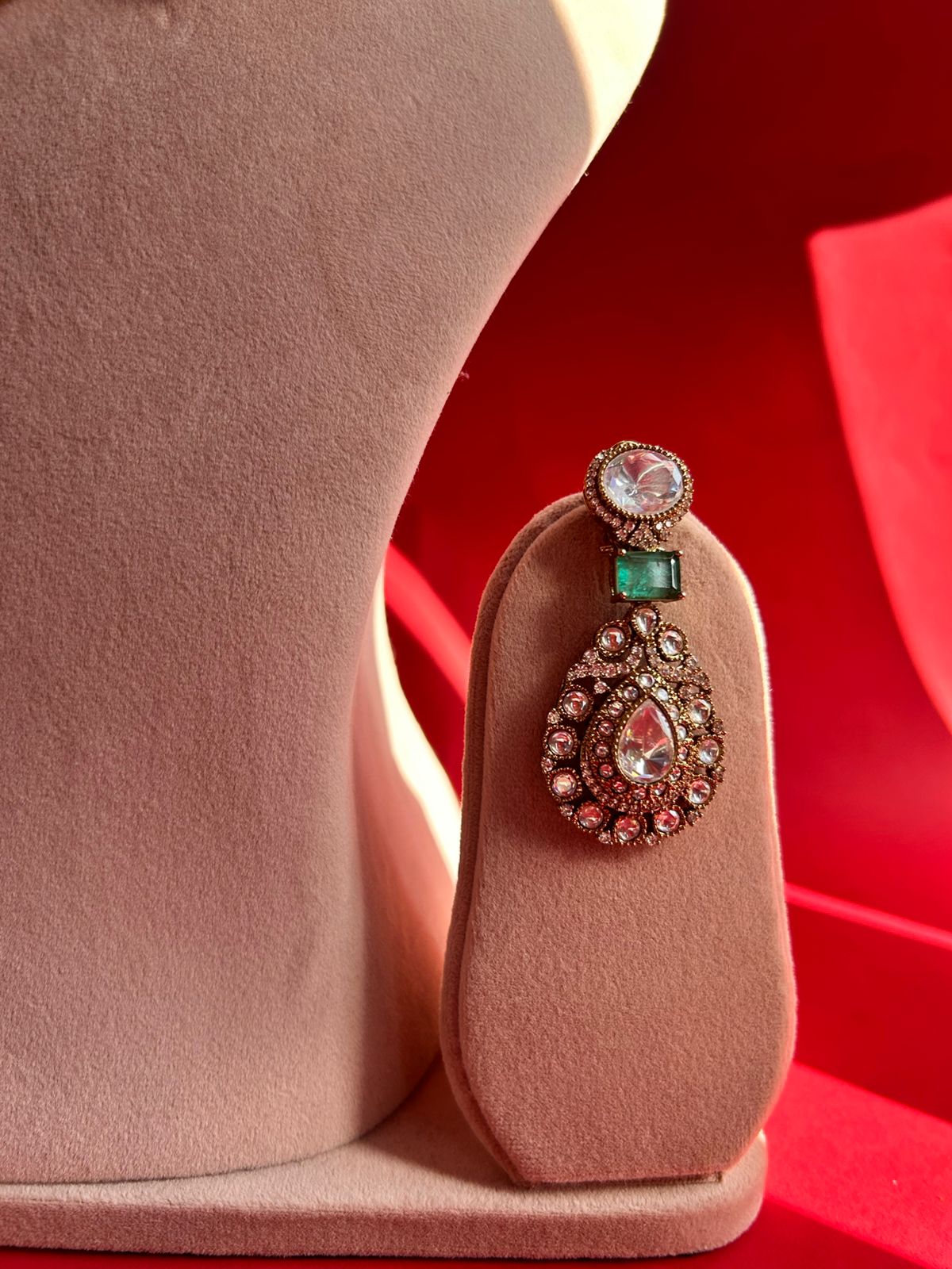 Green Stone Polki Bridal Set VNN312