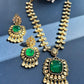 Green Stone Yellow Polki Necklace Set VNN392