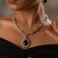 Black Stone Diamond Necklace Set-VNN402