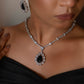Black Stone Diamond Necklace Set-VNN402