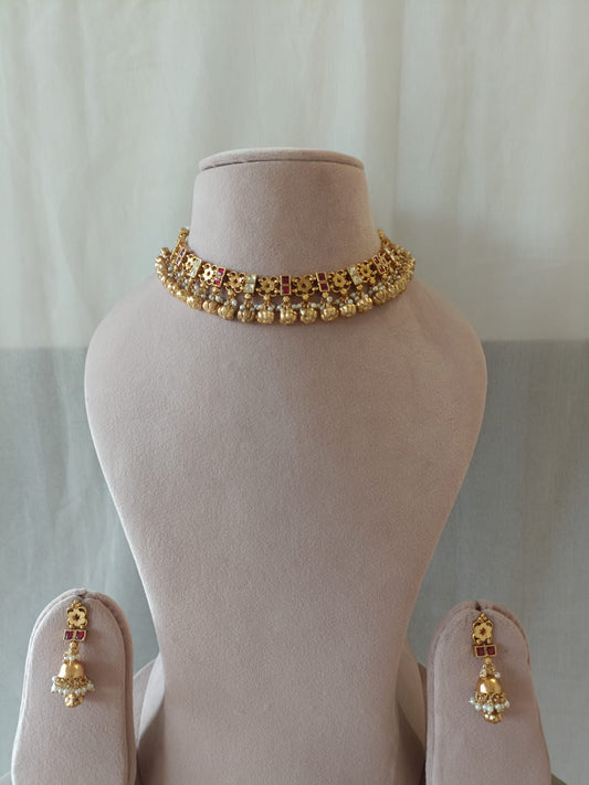 Antique Jadau Chandan Necklace Set VNN404