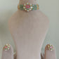 Pastel Pink & Green Stone Polki Chokar Set- VNN405