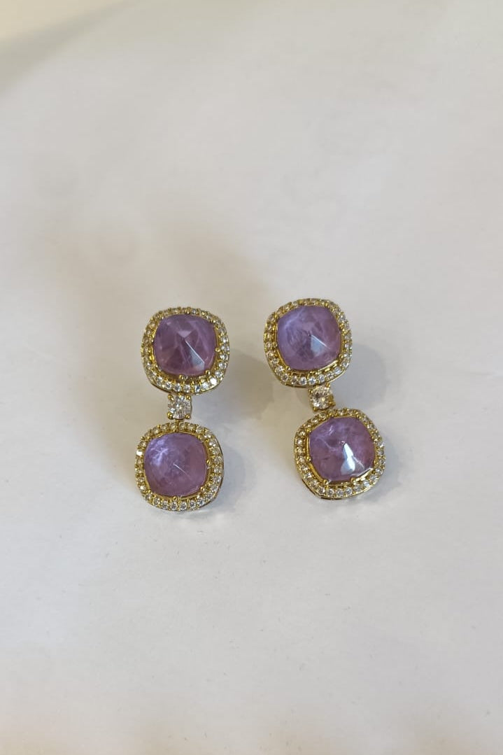 Purple Stone Polki Diamond Necklace Set- VNN421