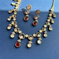 Red Stone Drop Pendant Polki Diamond Set VNN440