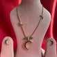 Blue Firoza Half Moon Pendant Chain Set VNN452