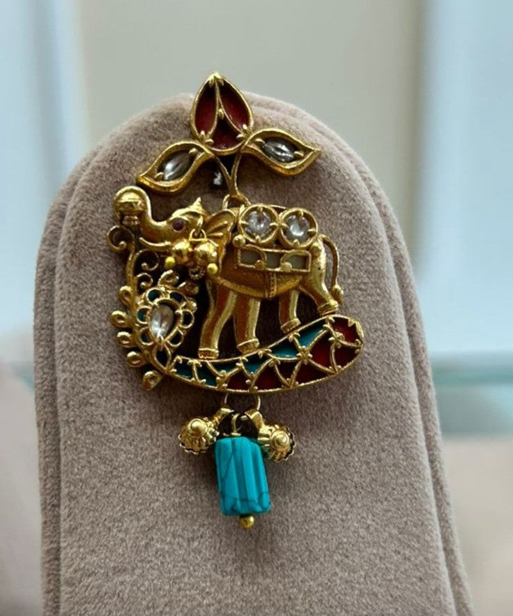 Firoza Elephant Pendant Chain Set VNN453