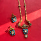 Blue Peacock Turquoise Pendant Set VNN455