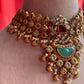 Motif Carving Stone Gold Plate Necklace Set VNN463
