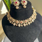 Flower Pan Ruby Moissonite Necklace Set VNN480