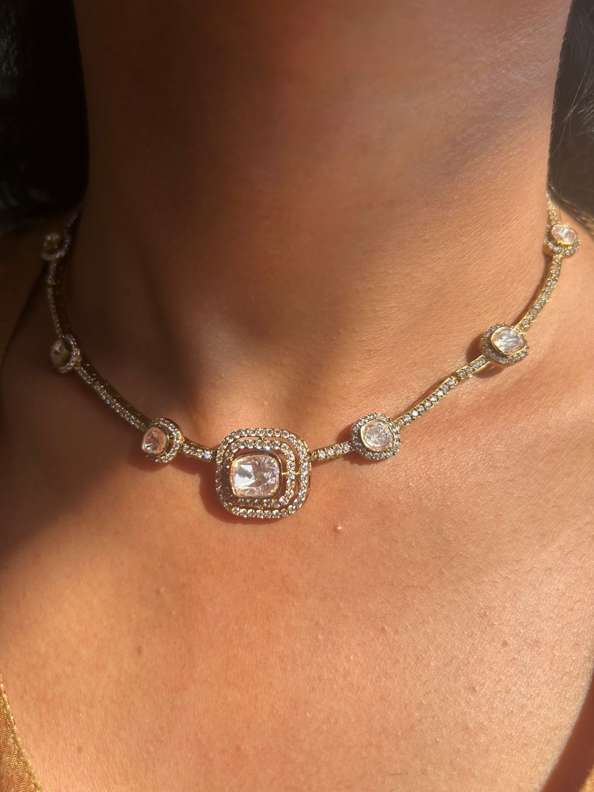 Victorian Yellow Polki Necklace Set VNN484
