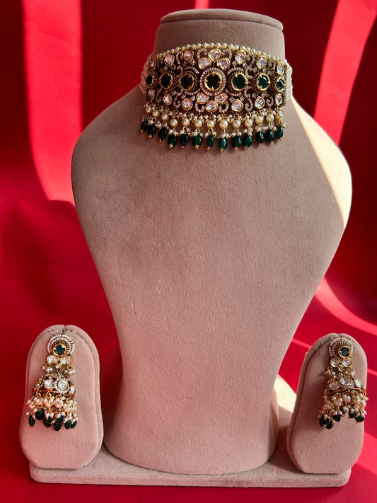 Victorian Green Pearl Chokar Set VNN485