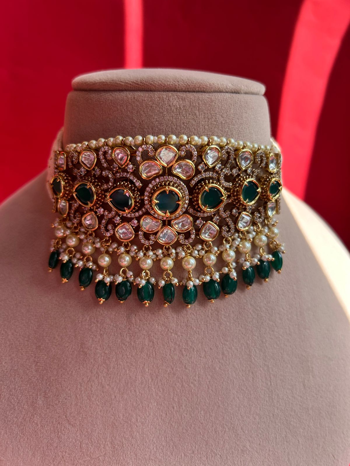 Victorian Green Pearl Chokar Set VNN485