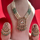 White Polki Square Big Pendant Pearl Long Set VNN488