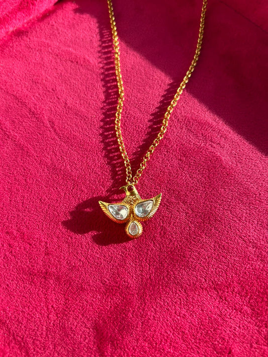 Bird White Polki Pendant Chain Set Only VNN495