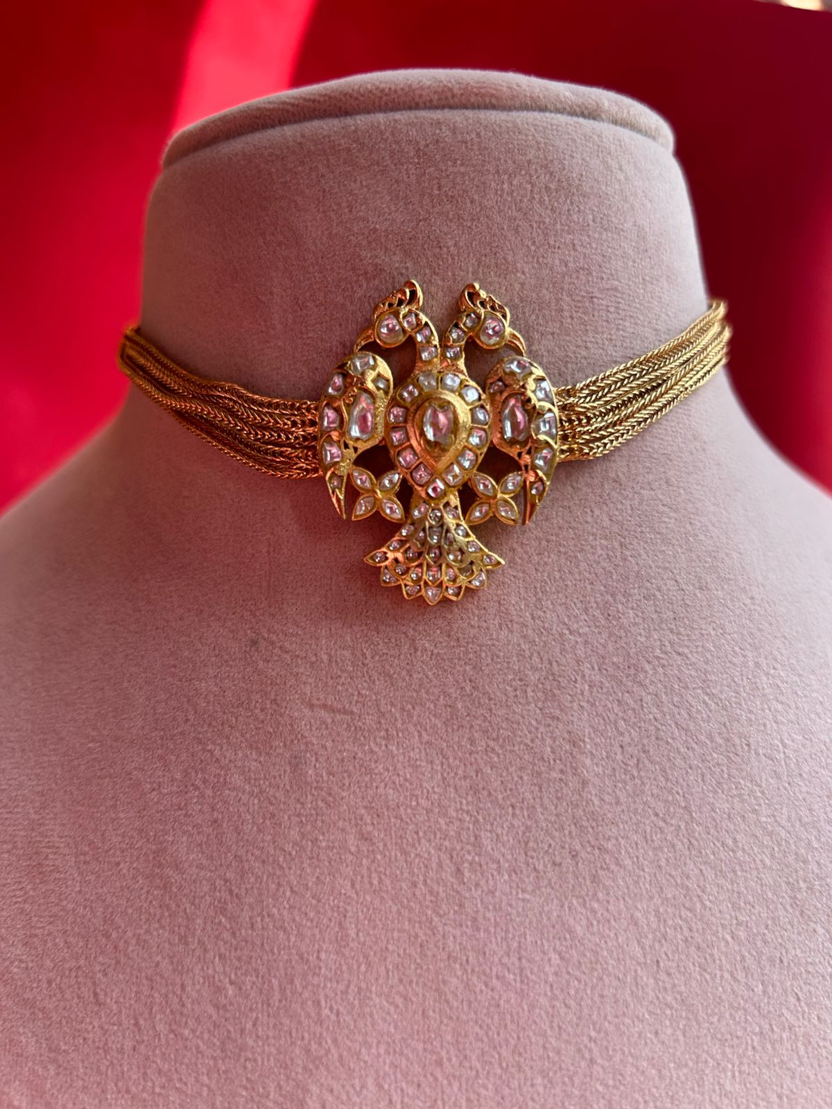 Peacock Pendant Chokar Chain Set VNN501