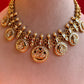 Peacock Coin White Jadau Necklace Set VNN510