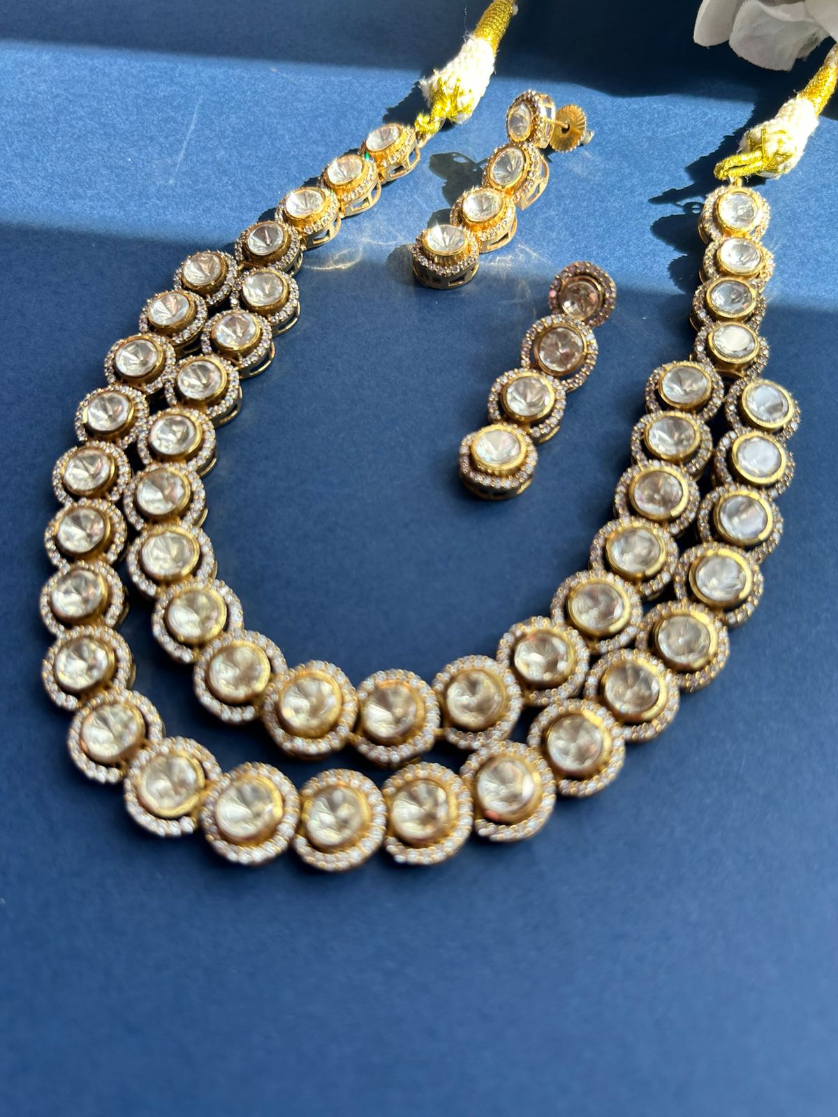 Double Layered Polki Necklace Set VNN526