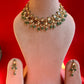 White Green Jadau Traditional Necklace Set VNN529