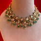 White Green Jadau Traditional Necklace Set VNN529