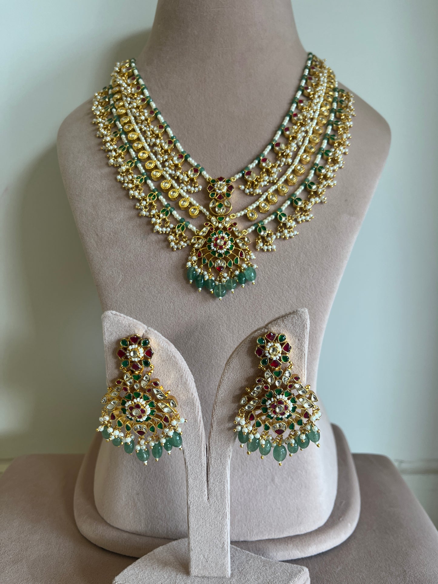 Multi Jadau 3 Layered Necklace Set VNN532