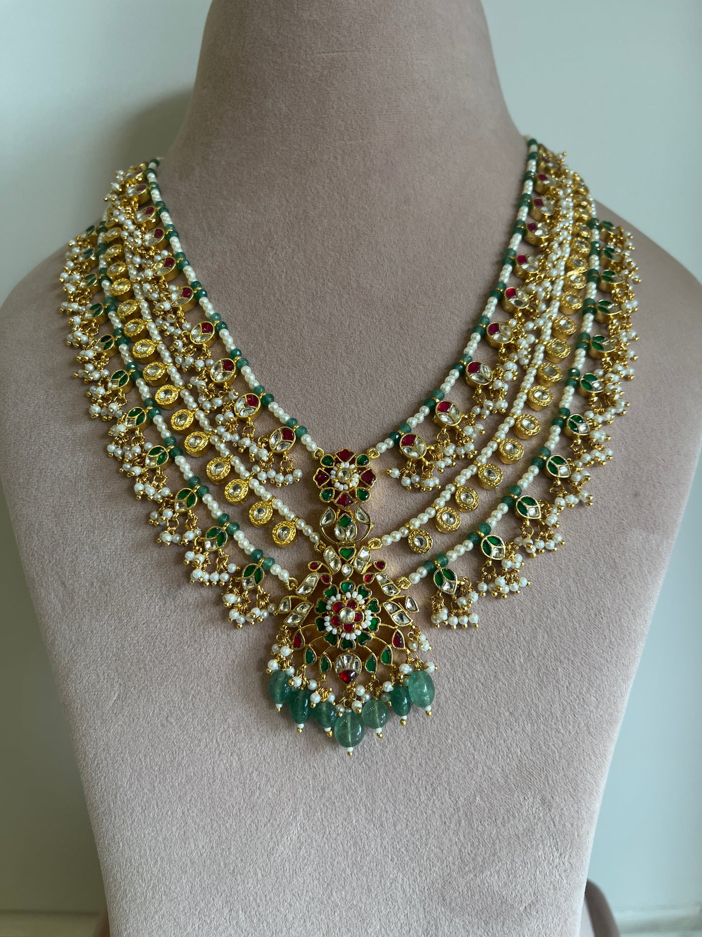 Multi Jadau 3 Layered Necklace Set VNN532