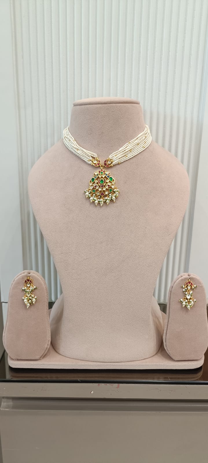 Lotus Peacock Jadau Necklace Set VNN539