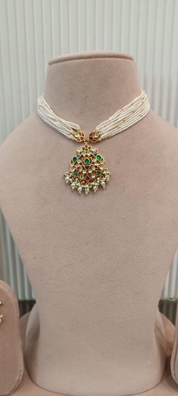 Lotus Peacock Jadau Necklace Set VNN539