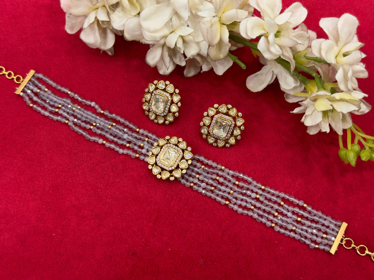 Purple Moissanite Chokar Set VNN543