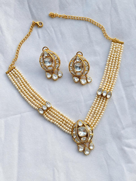 Yellow Polki Necklace Set VNN548