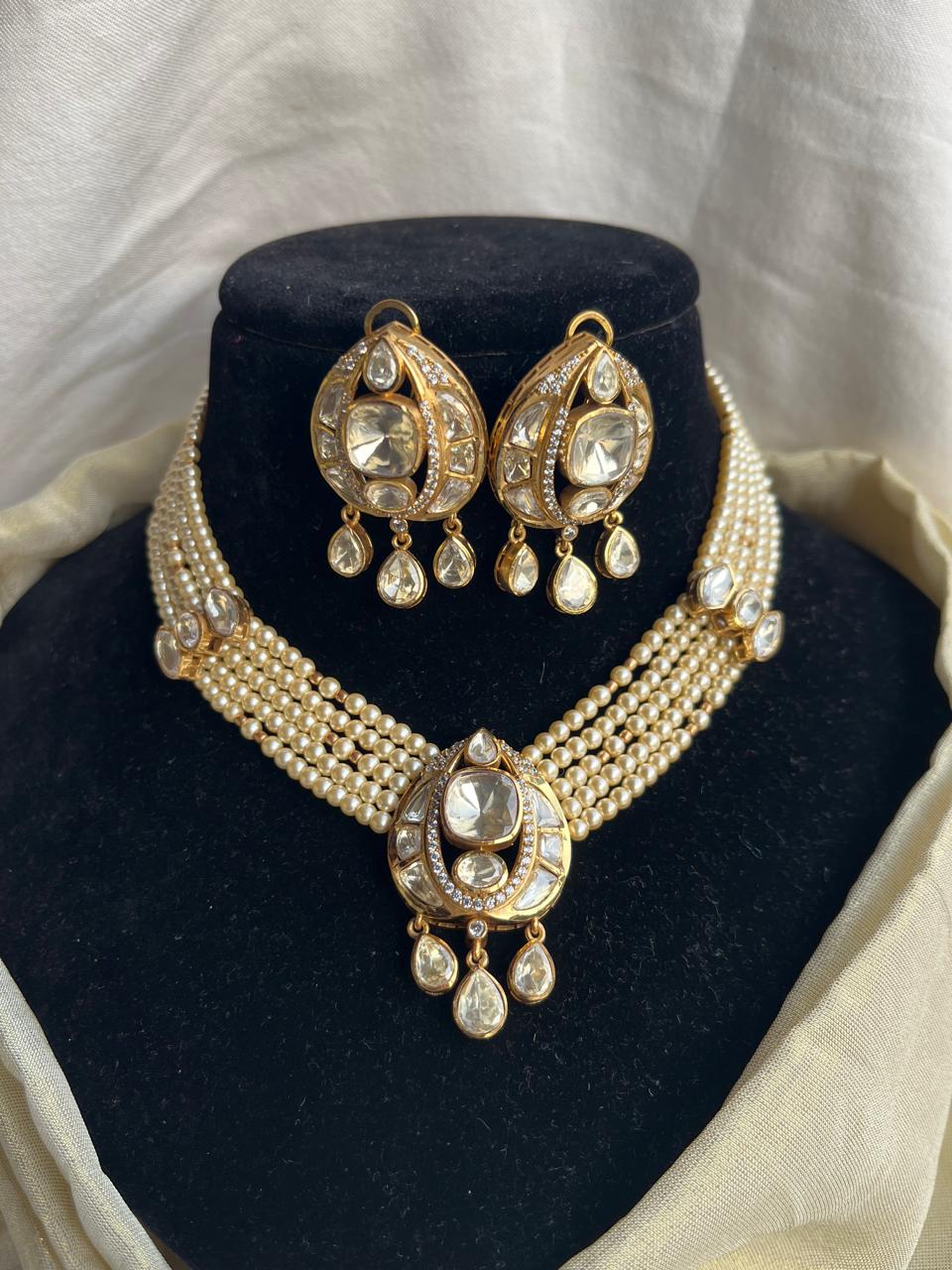Yellow Polki Necklace Set VNN548