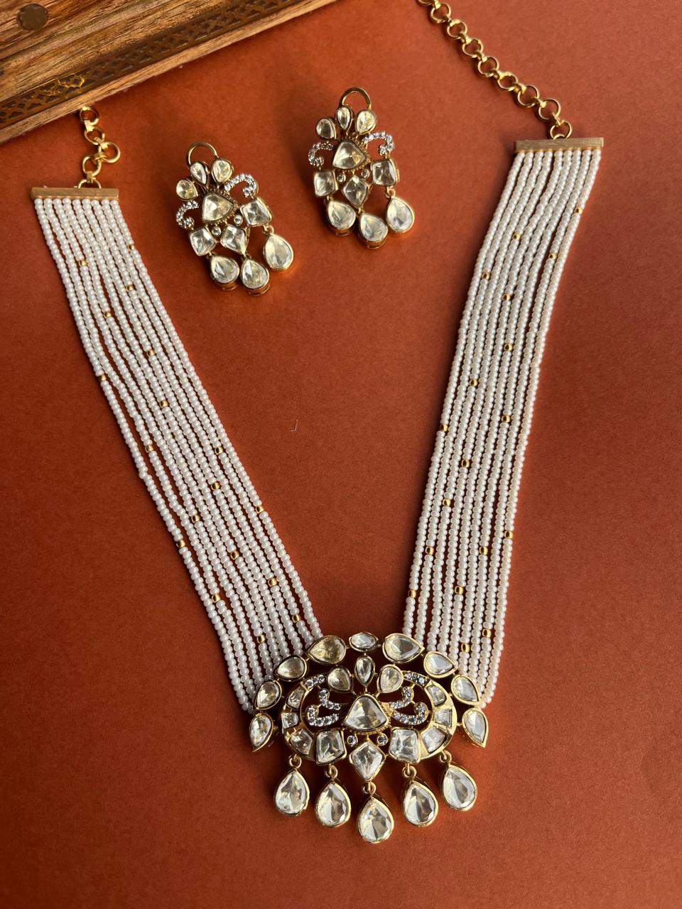 Pearl Yellow Polki Chokar Set VNN555